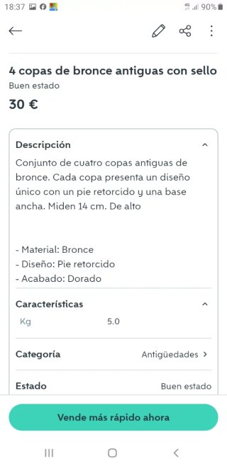 4 copas de bronce antiguas