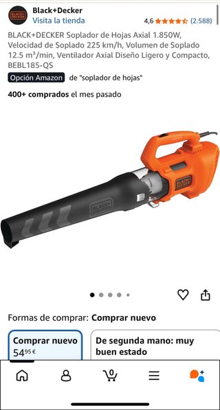 Soplador de hojas Black+Decker. Muy poco uso