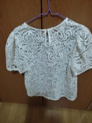 Blusón blanco encaje Cortefiel Talla M