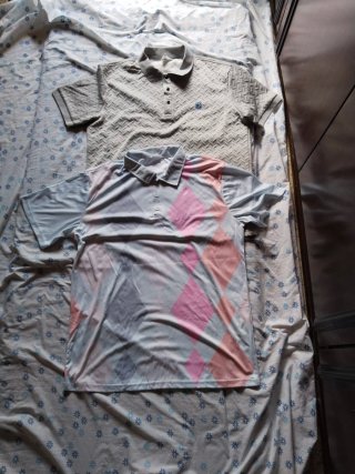 Camiseta hombre talla L gris y rosa