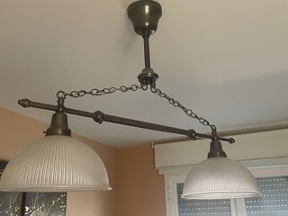 Lámpara de techo forja 2 luces cristal
