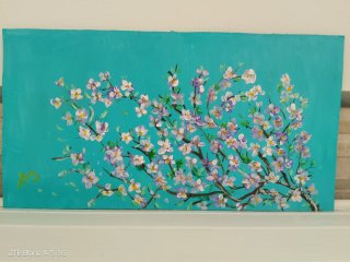 Pintura floral artesanal lienzo