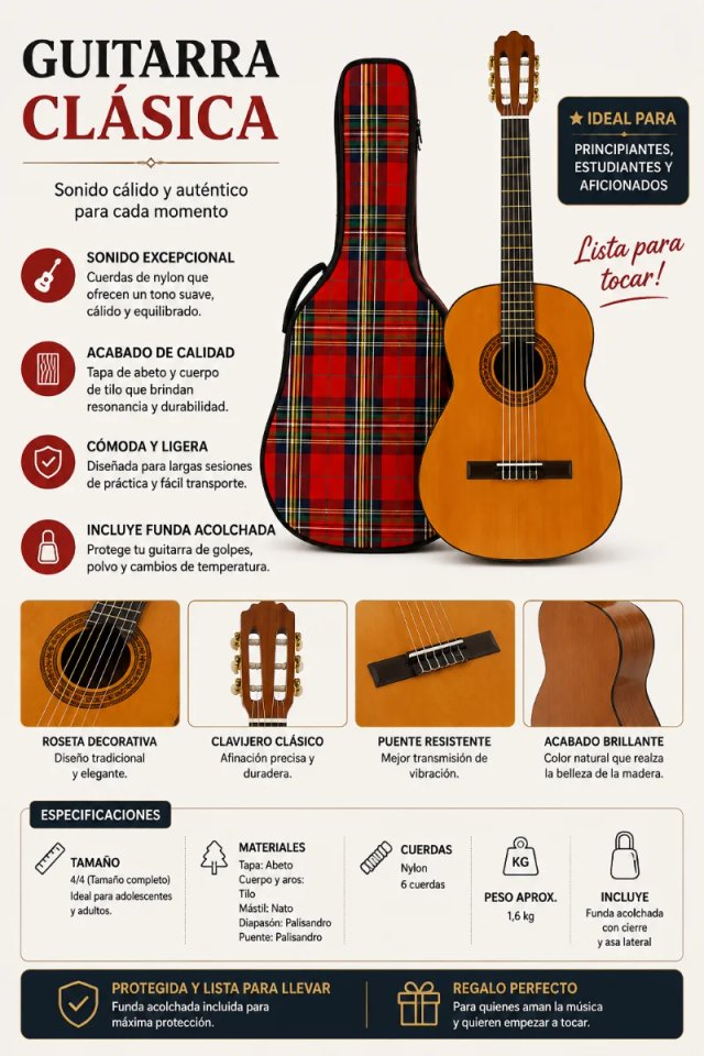 Guitarra Clásica con funda