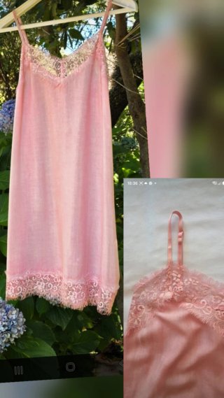 Top lencero de viscosa rosa con encaje y tirantes