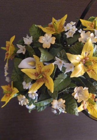 Cesta Flores Hechas a Mano