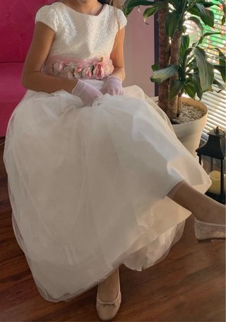 Vestido de Comunión Blanco y Rosa