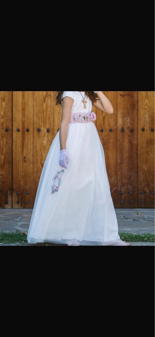 Vestido de Comunión Blanco y Rosa