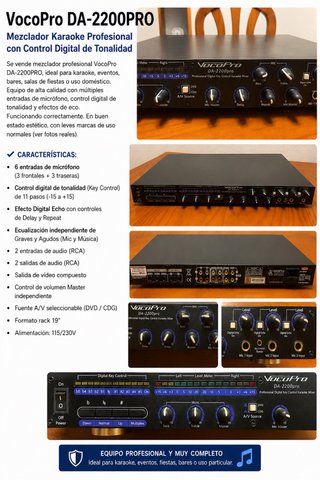VocoPro DA-2200PRO Mezclador Karaoke Profesional