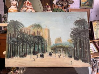Cuadro al óleo paisaje urbano