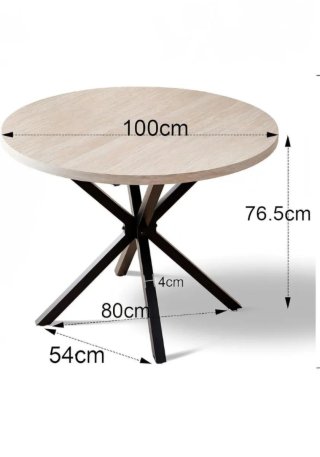 Mesa Comedor Redonda Imitación Travertino