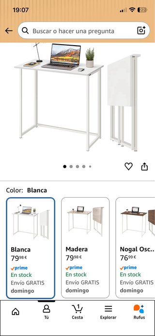 Mesa escritorio plegable madera y metal