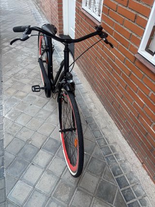 Bicicleta Urbana Negra Ruedas Rojas