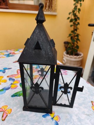Farolillo negro para velas metálico