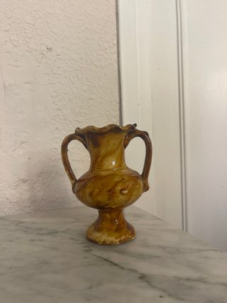 Vaso vintage in ceramica a doppia maniglia