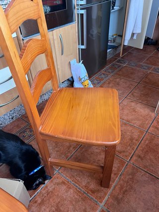 Mesa Comedor Madera Maciza y Cristal con 4 sillas