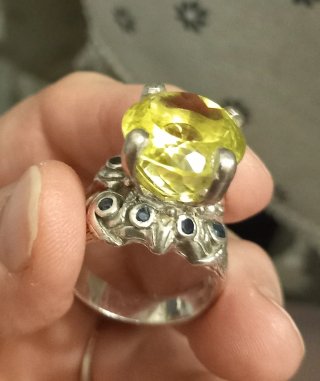 Anillo Plata Citrino Limon Natural