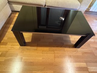 Mesa de centro cristal y madera