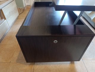 Mesa de centro moderna madera y naranja