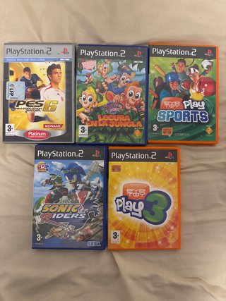 Lote 5 Juegos PS2: PES 6, Sonic Riders, Eye Toy
