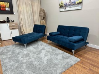 Sofá Chaise Longue Convertible en Cama Azul