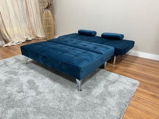 Sofá Chaise Longue Convertible en Cama Azul