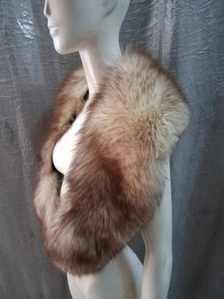 Stola scialle collo pelliccia beige marrone