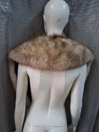 Stola scialle collo pelliccia beige marrone