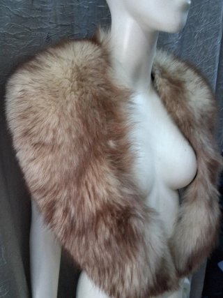 Stola scialle collo pelliccia beige marrone