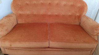 Sofá 3 plazas naranja terciopelo