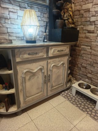Mueble de entrada vintage madera y mármol