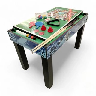 MESA FUTBOLIN MULTIJUEGOS 8 EN 1 NIÑOS AZUL + ACC