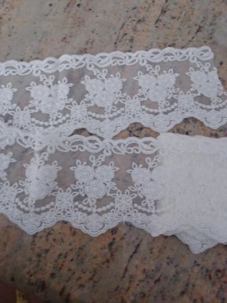 Puntilla encaje tul bordado blanco
