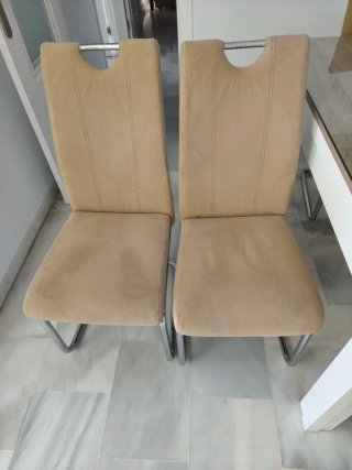 Juego de 4 Sillas Comedor Beige