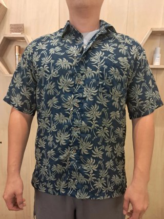 Camisa Hawaiana Palmeras Azul y Verde