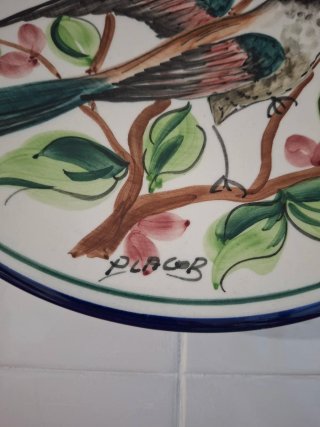 Plato Cerámica Vintage Manises LAGOR Pájaros