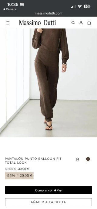 Pantalón Massimo Dutti marrón y dorado S