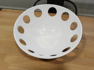 Frutero de cerámica blanco y beige