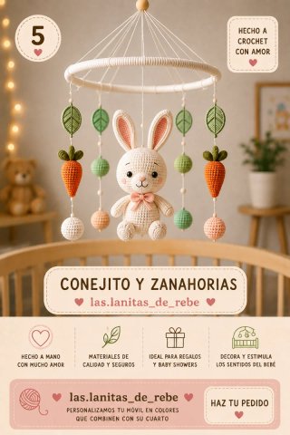 Móvil Cuna Elefante y Globos Crochet