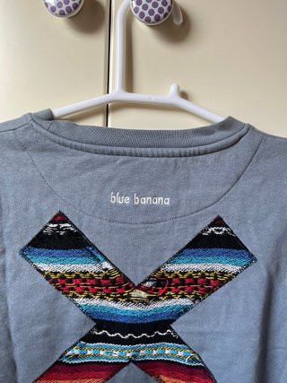 Sudadera Blue Banana azul/gris con parche