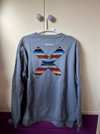 Sudadera Blue Banana azul/gris con parche