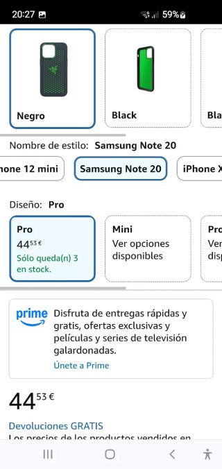 Funda Razer Arctech Pro para Note 20