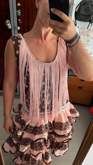 Vestido corto flamenca rosa y marrón