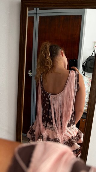 Vestido corto flamenca rosa y marrón