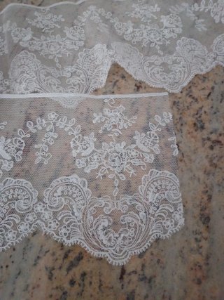 Puntilla encaje tul blanco bordado