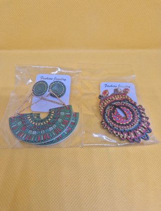 Pack 2 Pendientes Madera Etnicos Boho