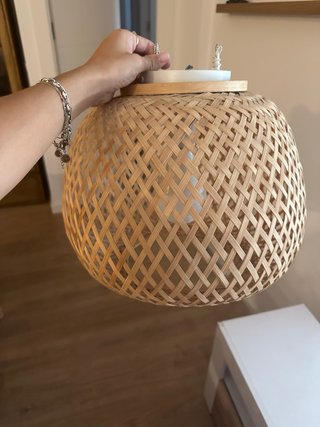 Lámpara de techo ratán y madera