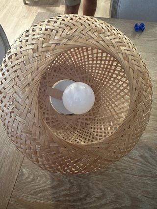 Lámpara de techo ratán y madera