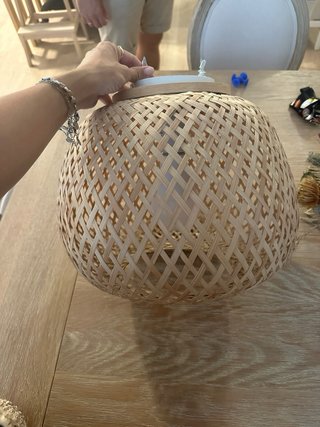Lámpara de techo ratán y madera