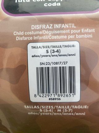 Disfraz de Mono Infantil talla S (3-5años)
