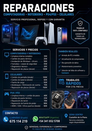 Reparación de PC, Notebook, PS4 y Móviles